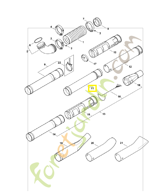 Tube de soufflage 4282-701-5400. Pièce de rechange Sithl / Vicking
