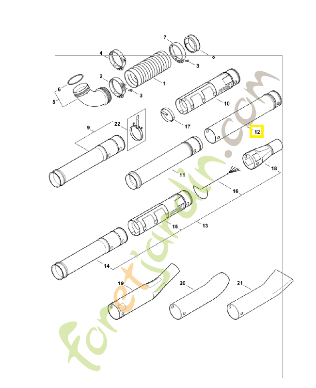 Tube de soufflage 4282-708-3400. Pièce de rechange Sithl / Vicking