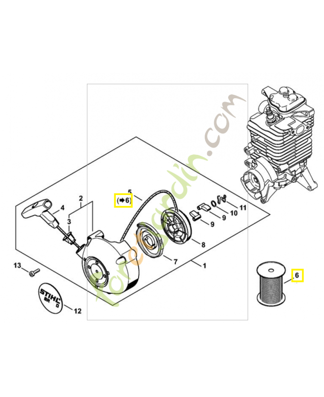 Rouleau cable de lancement 30mx3,5mm 0000-930-2203. Pièce de rechange Sithl / Vicking