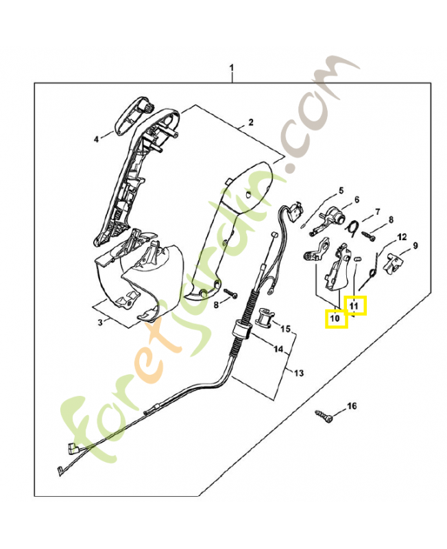 Manette des gaz 4282-180-1500. Pièce de rechange Sithl / Vicking