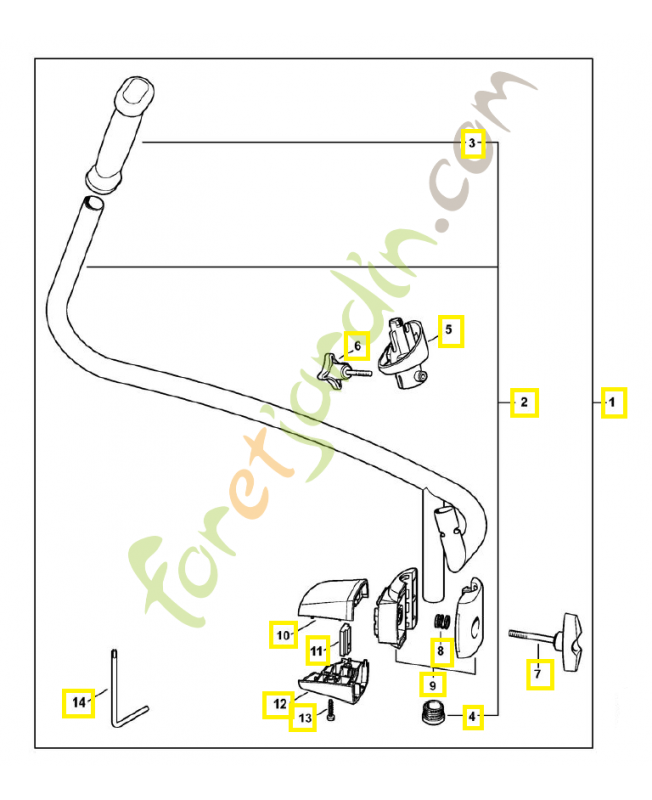 Poignée tubulaire 4282-790-1700. Pièce détachée Stihl / Vicking