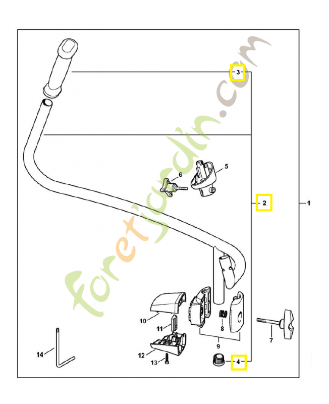 Poignée tubulaire 4282-790-1701. Pièce détachée Stihl / Vicking