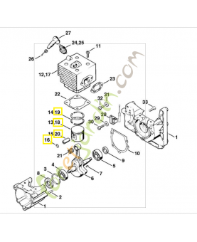 Piston complet dia 46mm 4203-030-2001- Pièce détachée Stihl / Vicking