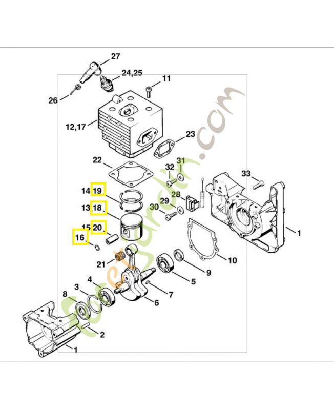 Piston complet dia 46mm 4203-030-2001- Pièce détachée Stihl / Vicking Piston complet dia 46mm 4203-030-2001- Pièce détachée Stihl / Vicking