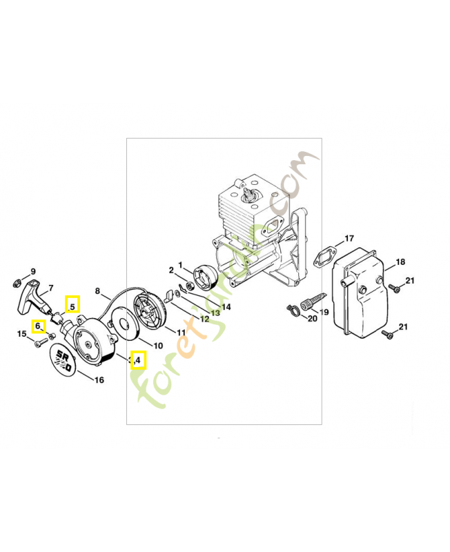 Couvercle lanceur 4203-190-0406. Pièce de rechange Sithl / Vicking