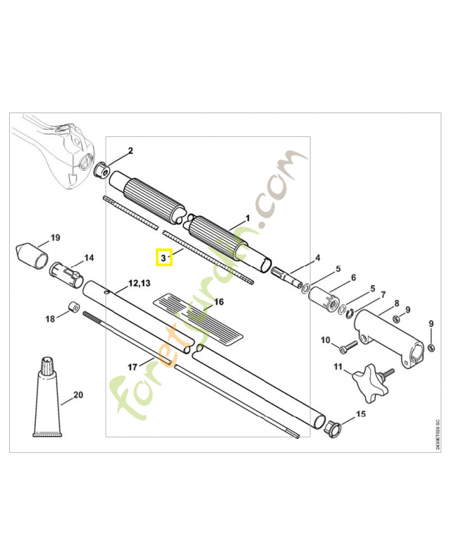 Arbre d'entrainement 4139-711-3201. Pièce détachée Stihl / Vicking