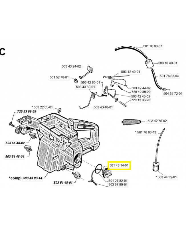 Bouchon 501431401. Pièce de rechange Husqvarna Bouchon 501431401. Pièce de rechange Husqvarna