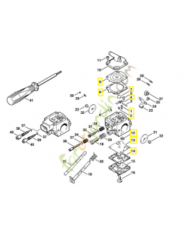 Jeu de pièces carburateur 4116-007-1061. Pièce de rechange Sithl / Vicking