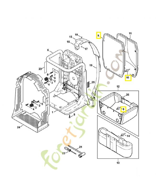 Coussin dorsal 4203-790-8003. Pièce de rechange Sithl / Vicking