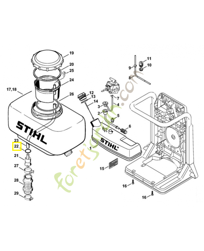 Joint torique 23,4x3,53 9645-945-7700. Pièce de rechange Sithl / Vicking