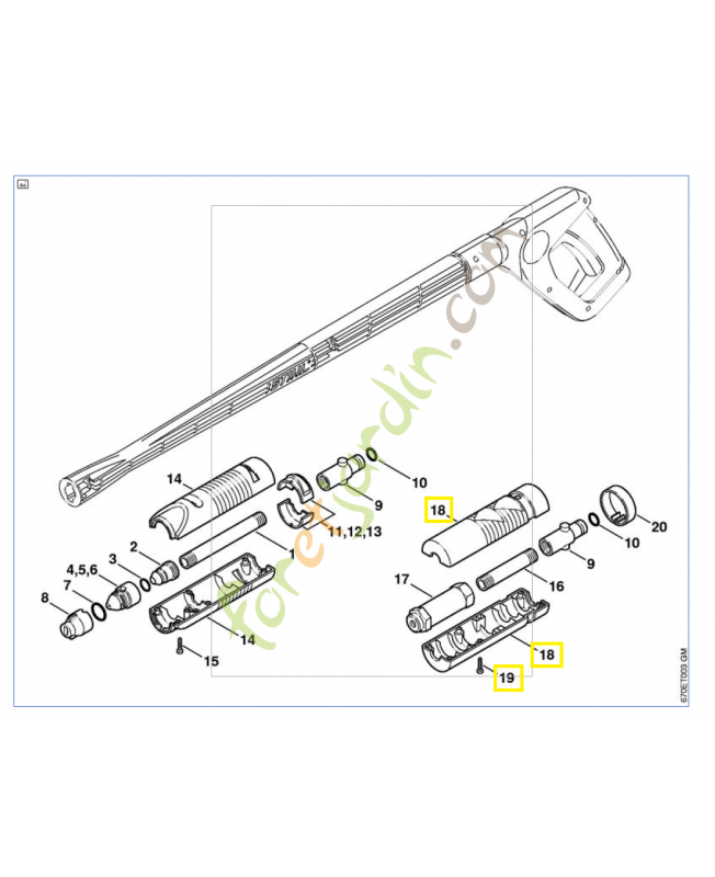 Corps sup+inf 4900-500-1001. Pièce détachée Stihl / Vicking