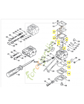 Jeu de pièces carburateur 4203-007-1061. Pièce de rechange Sithl / Vicking