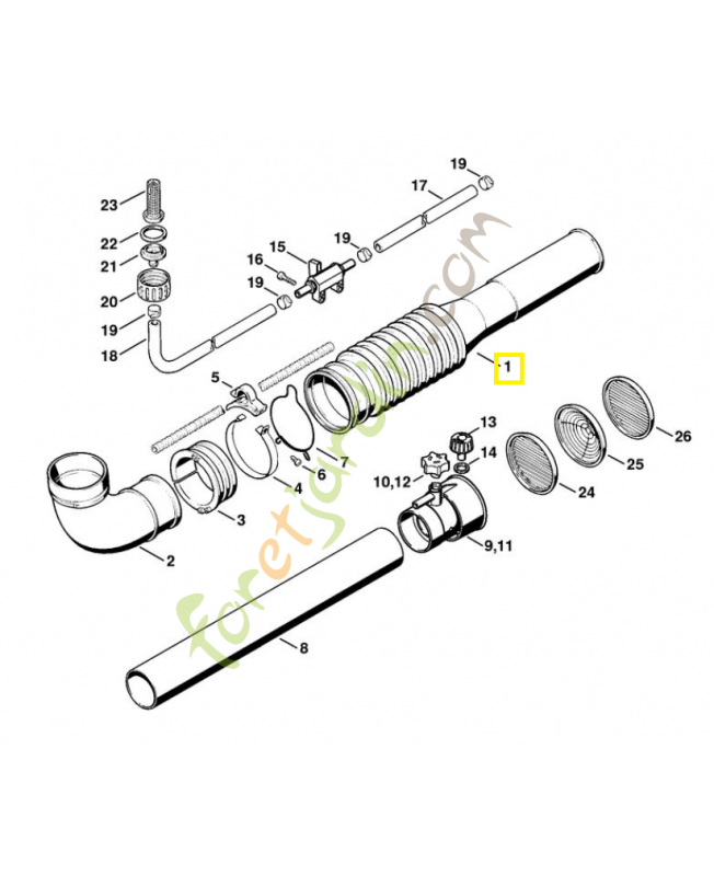 Tuyau souple 4203-701-6102. Pièce de rechange Sithl