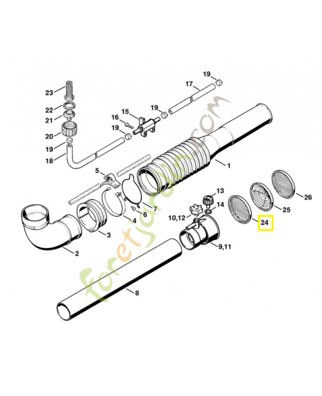 Grille déviation double 4203-708-6600. Pièce de rechange Sithl / Vicking