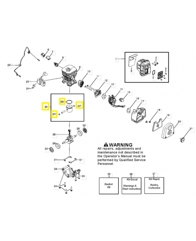 Kit - piston (incl. 26,27 ) 545081814. Pièce de rechange Husqvarna