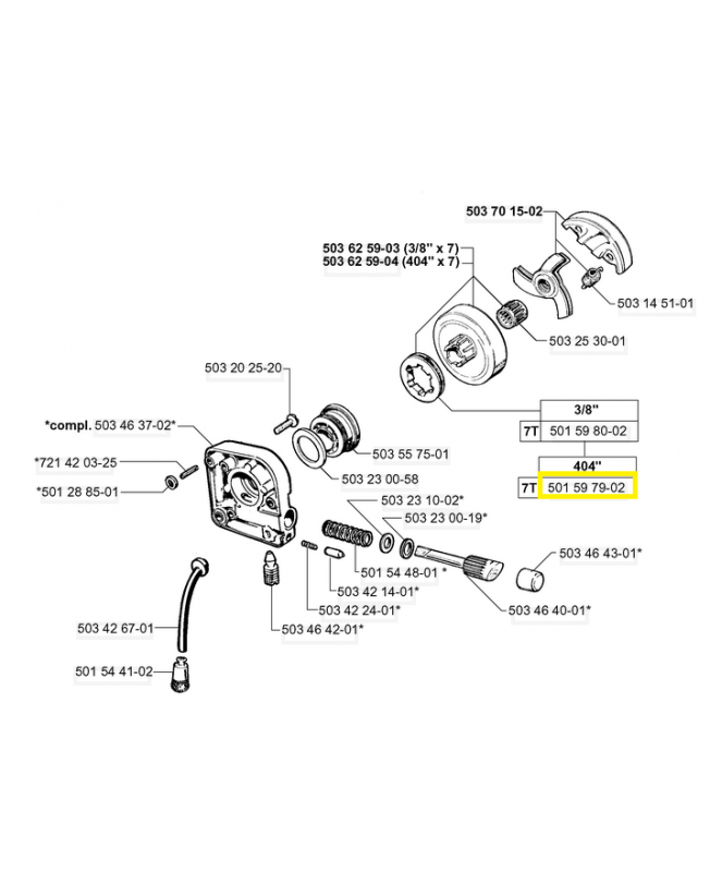 Roue a gorge 501597902. Pièce de rechange Husqvarna