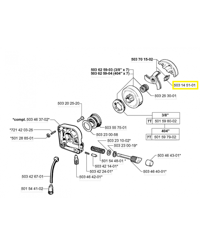 Ressort d'embrayage 503145101. Pièce de rechange Husqvarna 