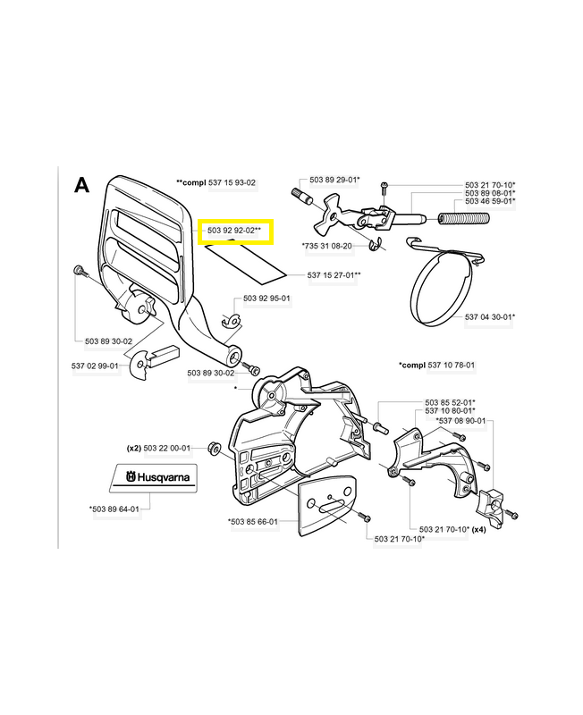 Protège main 503929202. Pièce de rechange Husqvarna