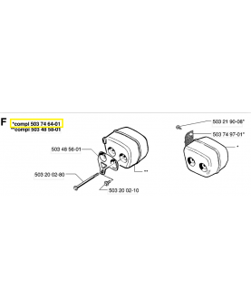 Silencieux 503746401. Pièce de rechange Husqvarna