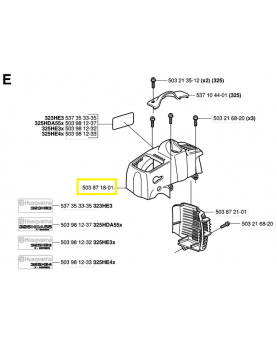 Capot cylindre 503871801. Pièce de rechange Husqvarna