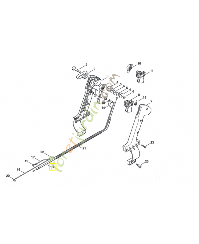 Câble commande des gaz 4203-180-1104. Pièce de rechange Sithl / Vicking