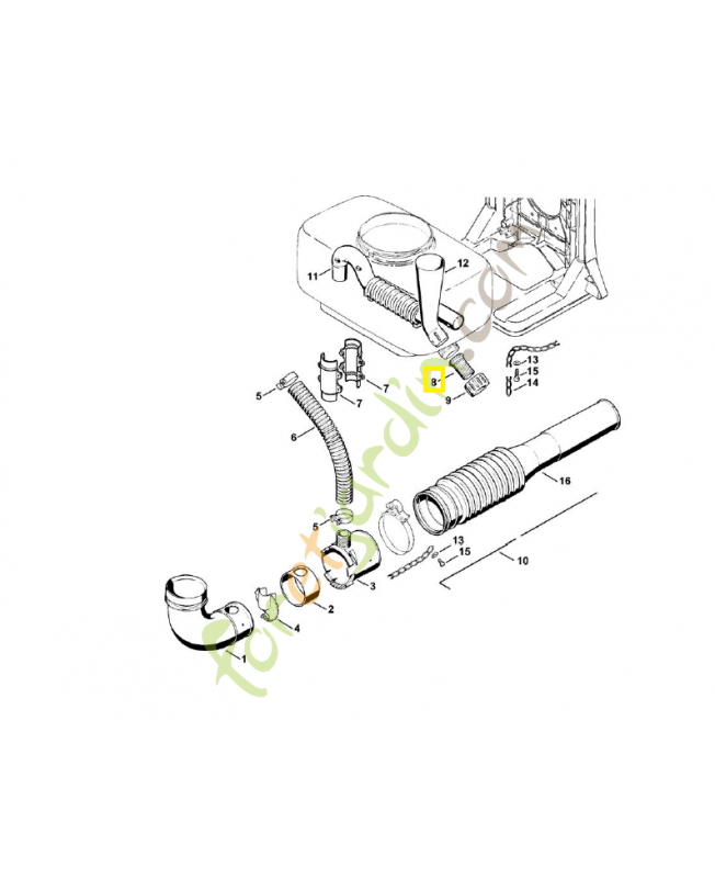 Tubulure de raccord 4203-708-9604. Pièce de rechange Sithl / Vicking Tubulure de raccord 4203-708-9604. Pièce de rechange Sithl / Vicking