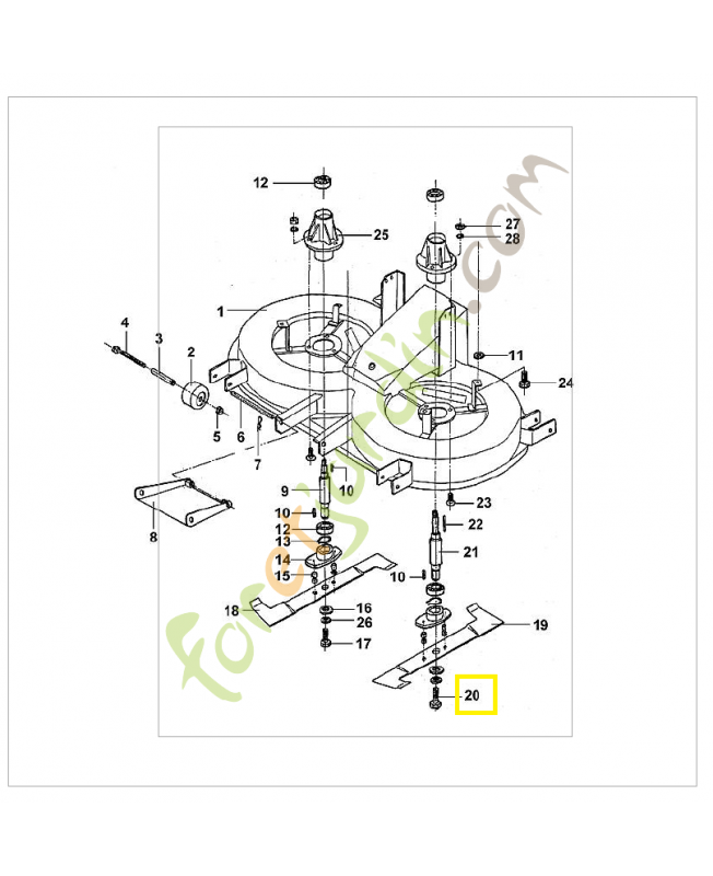 Vis central lame gauche 9010-319-2430. Pièce de rechange Sithl / Vicking