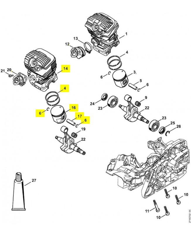 Cylindre av piston d.47 mm 11410201206 Pièce détachée Stihl / Vicking