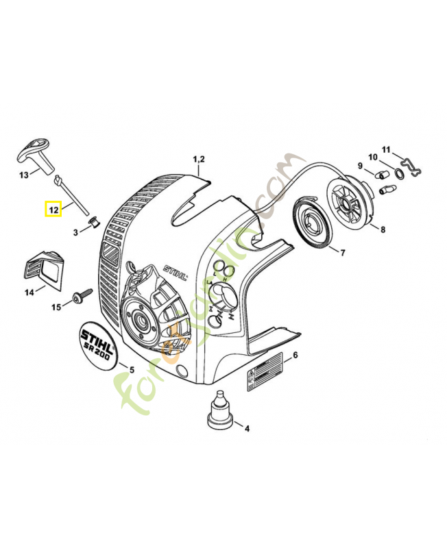 Câble de lancement d.3x1060mm 1120-195-8200. Pièce détachée Stihl / Vicking