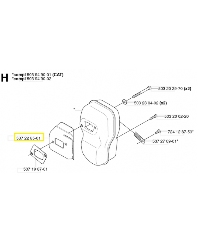 Déflecteur de chaleur 537228501. Pièce de rechange Husqvarna 