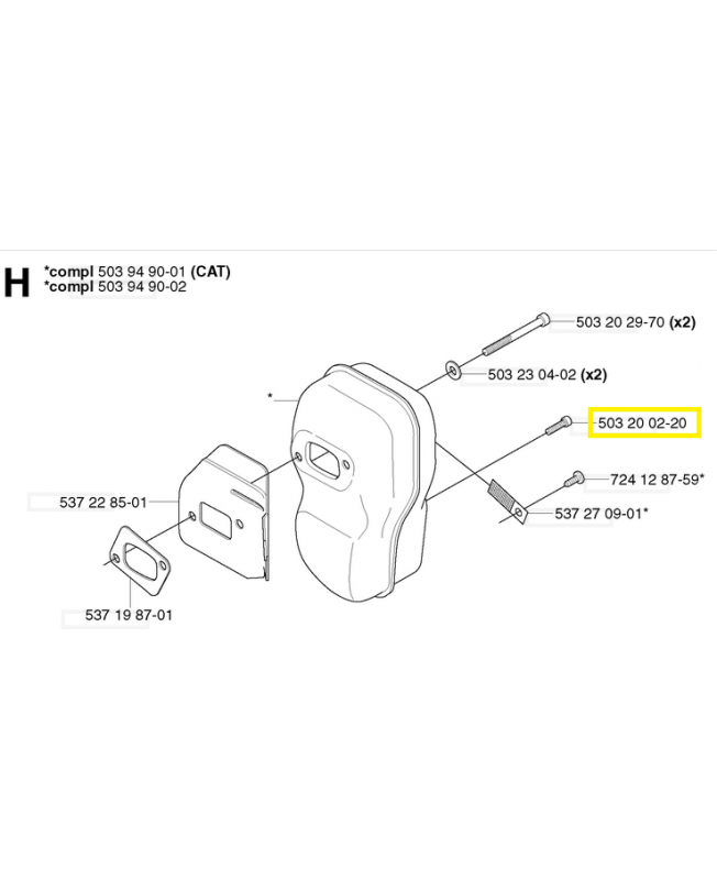 Vis husqvarna ref. 503200220 Remplace référence 503200720 ; 723133101