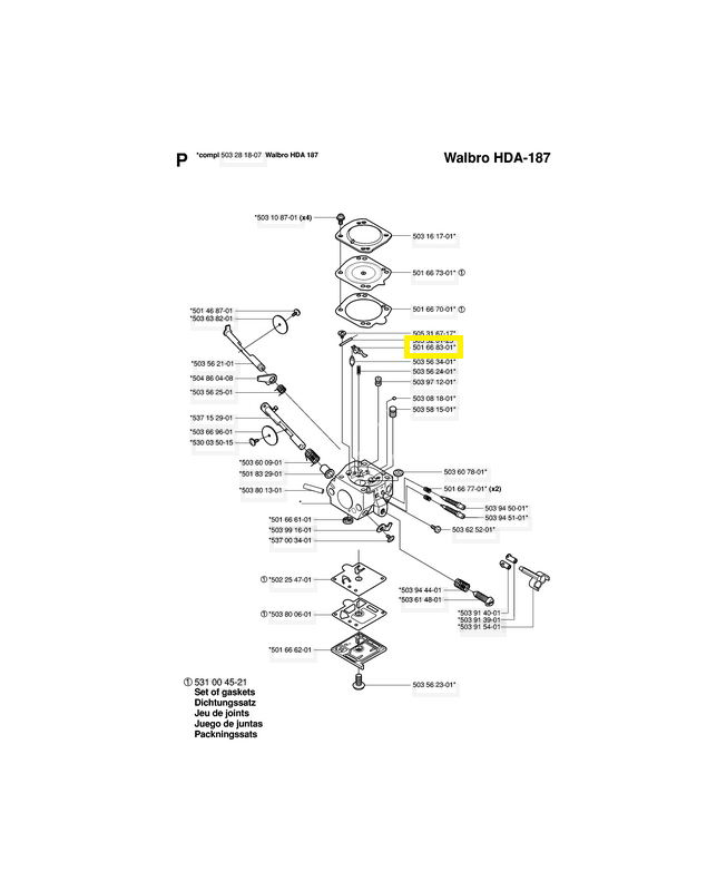 Levier 501668301. Pièce de rechange Husqvarna