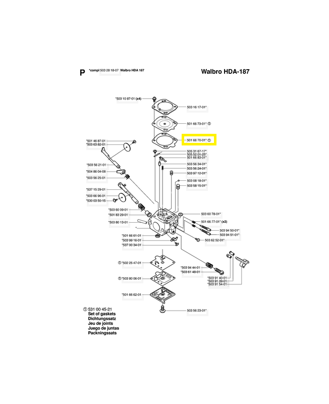 Joint 501667001. Pièce de rechange Husqvarna
