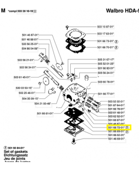 Membrane 501667201. Pièce de rechange Husqvarna
