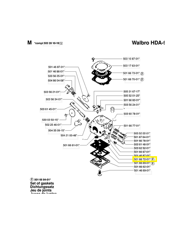 Membrane 501667201. Pièce de rechange Husqvarna