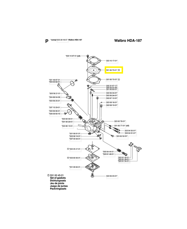 Membrane 501667301. Pièce de rechange Husqvarna