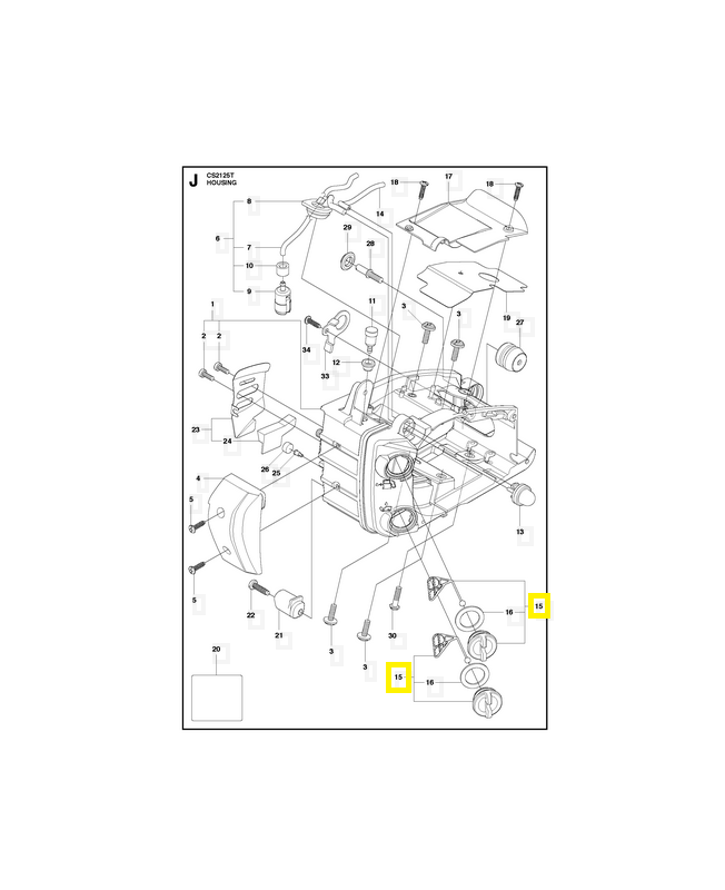 bouchon complet 521551101. Pièce de rechange Husqvarna
