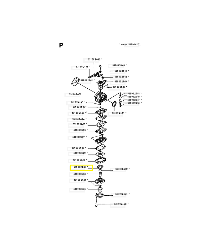 Membrane 531002431. Pièce de rechange Husqvarna