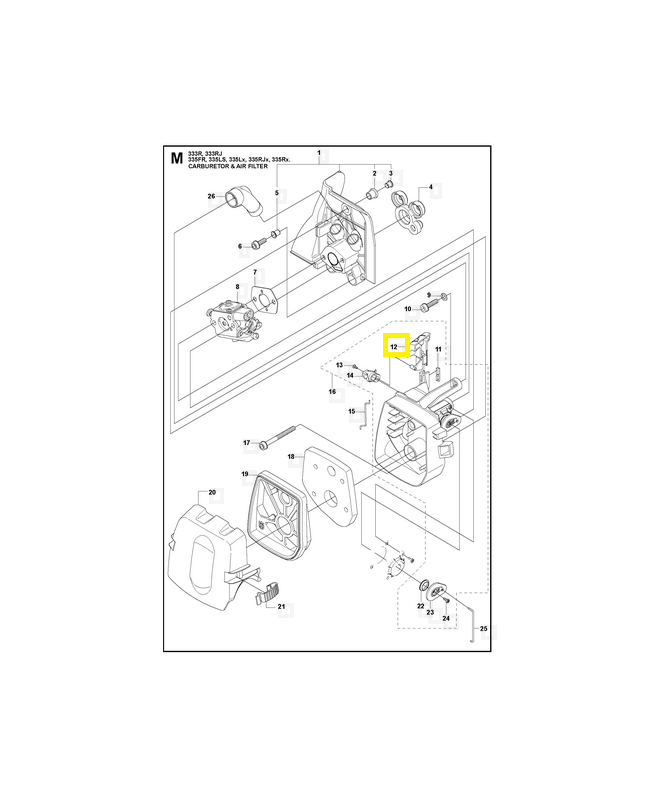 Commande de starter 537337101. Pièce de rechange Husqvarna