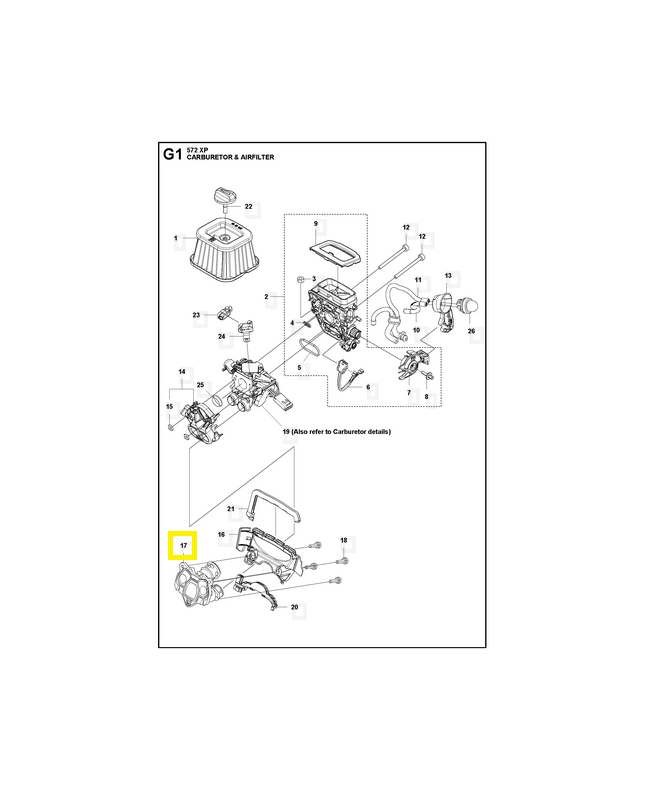 Tuyau d'aspiration 575235301. Pièce détachée Husqvarna
