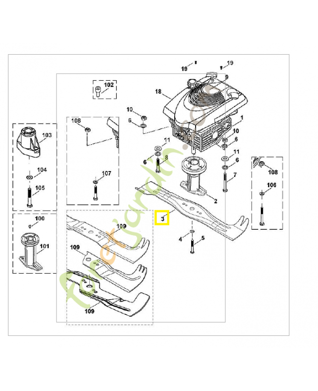 Lame 48 cm/mb650/mb750ks 6360-760-9992. Pièce de rechange Sithl / Vicking