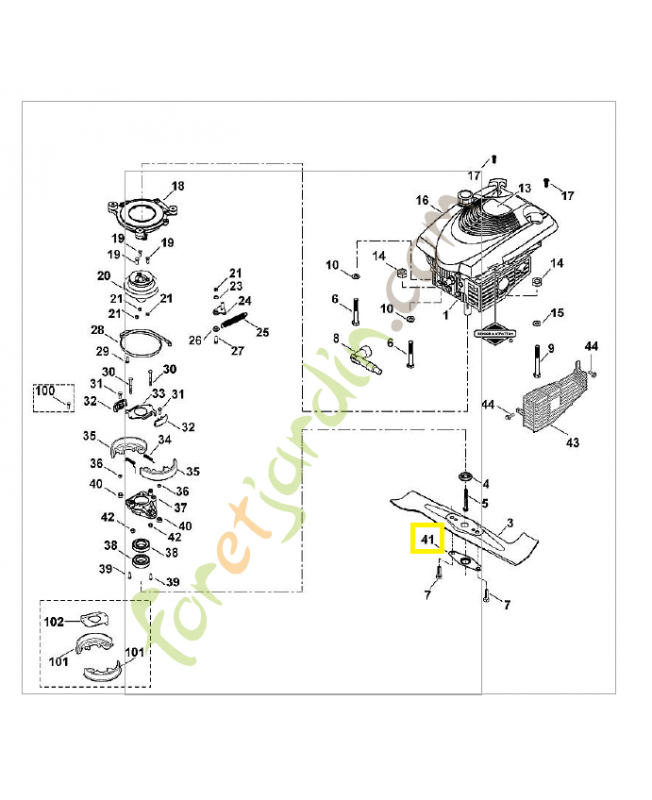 Protection  lame mb 53 cm 6107-706-8210. Pièce de rechange Sithl / Vicking