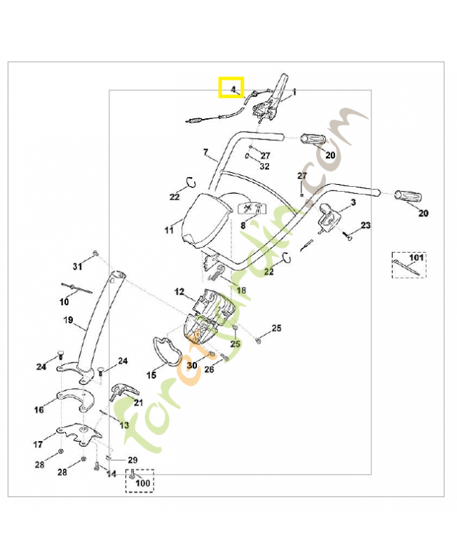 Câble marche avant 6241-710-9915. Pièce de rechange Sithl / Vicking