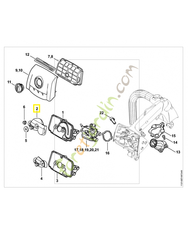 Chicane 1137-121-6902. Pièce détachée Stihl / Vicking