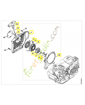 Carter de ventilateur avec lanceur 1145-080-2102. Pièce de rechange Sithl / Vicking