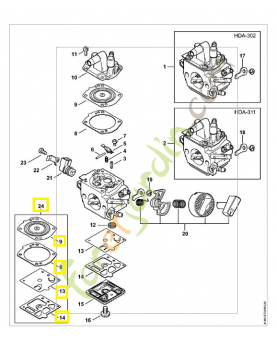 Jeu de joints carburateur 4148-007-1700. Pièce de rechange Sithl / Vicking