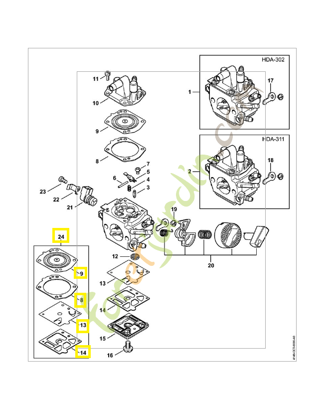 Jeu de joints carburateur 4148-007-1700. Pièce de rechange Sithl / Vicking