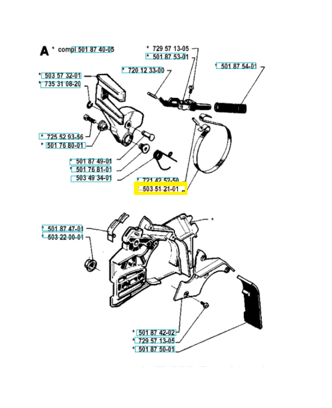 Bande de frein 503512101. Pièce de rechange Husqvarna