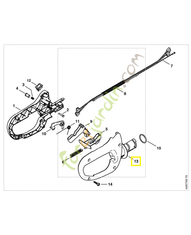 Monture de poignée droite 4237-791-0608. Pièce de rechange Sithl / Vicking
