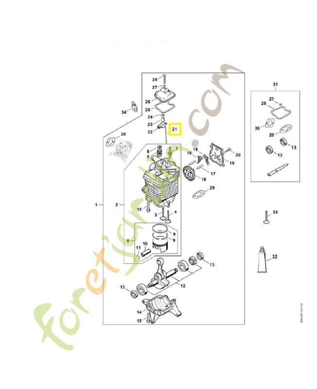 Poussoir culbuteur 4282-038-2600. Pièce de rechange Sithl / Vicking